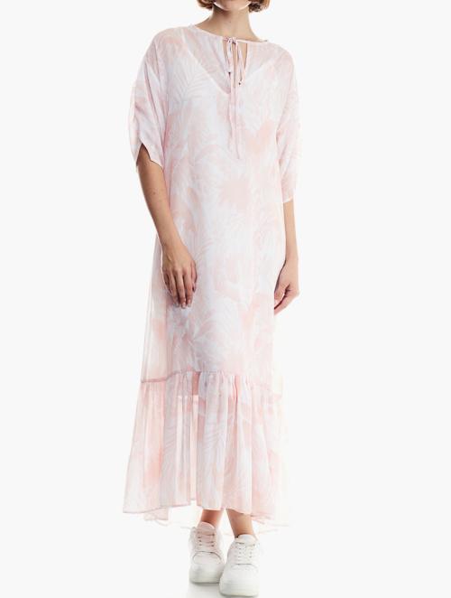 MILLA Drop Shoulder Volume Midaxi Dress - Pink Floral