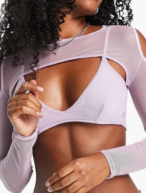 Missyempire Lilac Sheer Bra Top