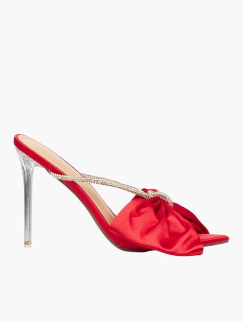 Miss Black Red Chic 1 Bow Open Toe Heels