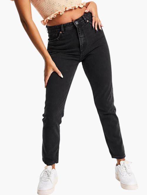 Monki Washed Black High Waist Mom Jeans