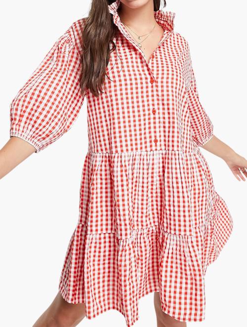 Monki Red Mini Smock Dress 