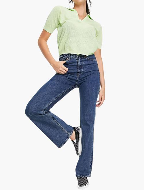 Monki Blue Kaori Cotton Flared Jeans