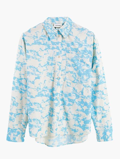 Monki Blue Cotton Tie Dye Shirt