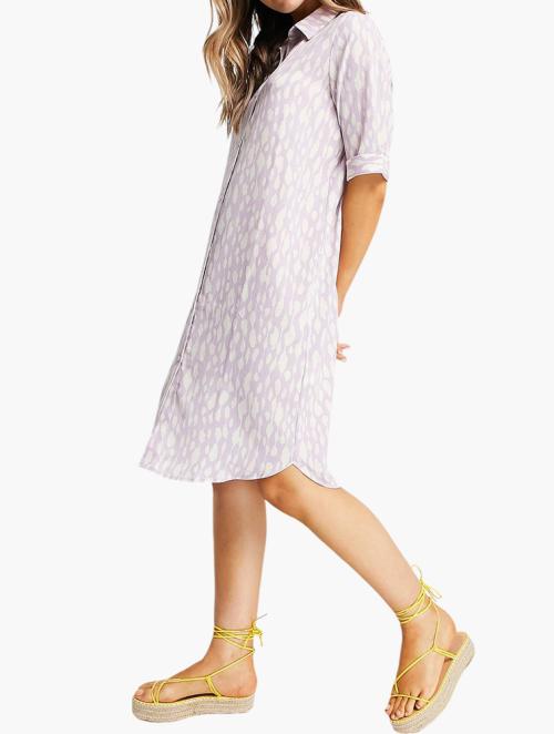 Monki Lilac Dot Print Midi Shirt Dress