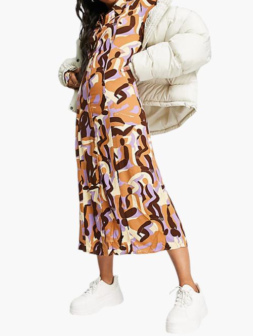 Monki Multicolour Figure Print Midi Shirt Dress