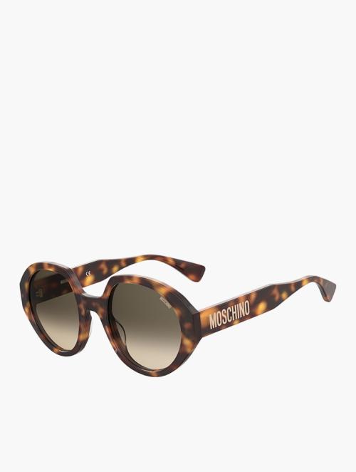 Moschino Havana 2 Round Geometrical Logo Sunglasses