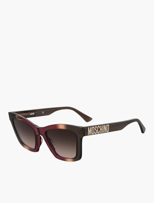 Moschino Burgundy Brown Rectangular Logo Sunglasses