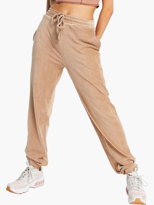 NA-KD Beige Rianne Meijer Co-Ord Velour Jogger Pants