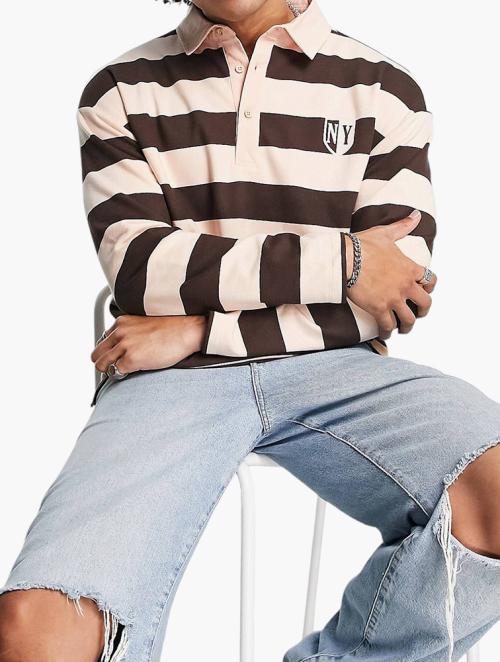 Native Youth Brown Striped Long Sleeve Golfer