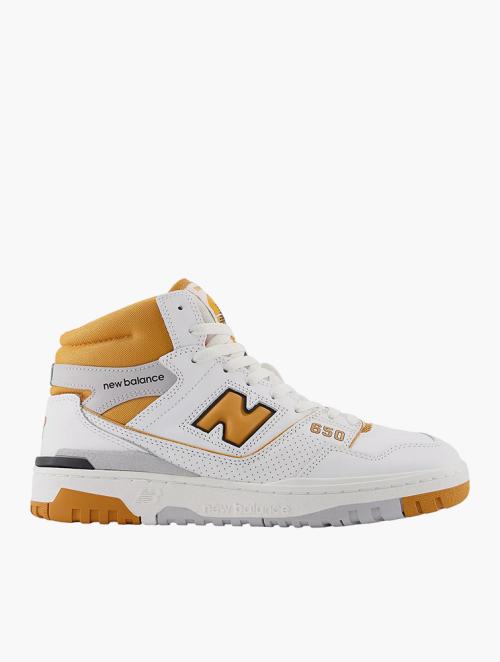 New Balance White With Canyon Yellow & Raincloud Grey 650 High Top Sneaker 