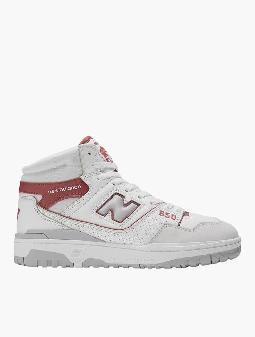 New Balance White With Astro Dust Red 650 High Top Sneakers 