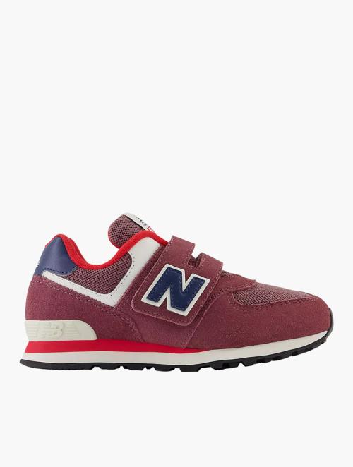 New Balance Kids Washed Burgundy & Navy 574 Hook & Loop Sneakers