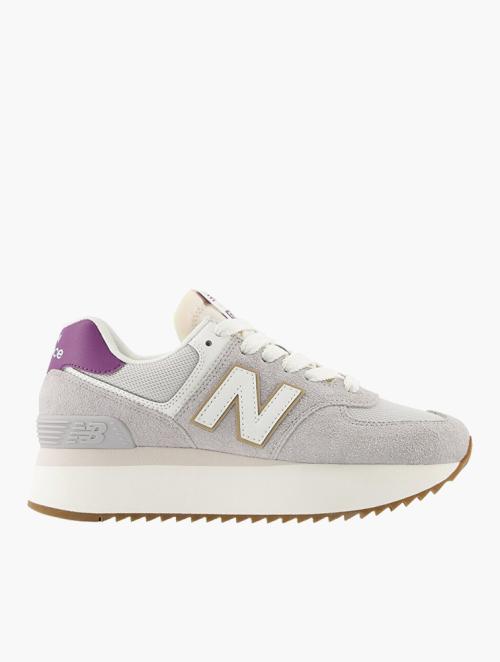 New Balance Grey & Purple 574 Sneakers