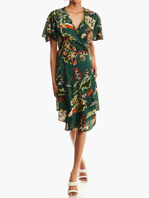 Nomad Dark Green Floral Dress