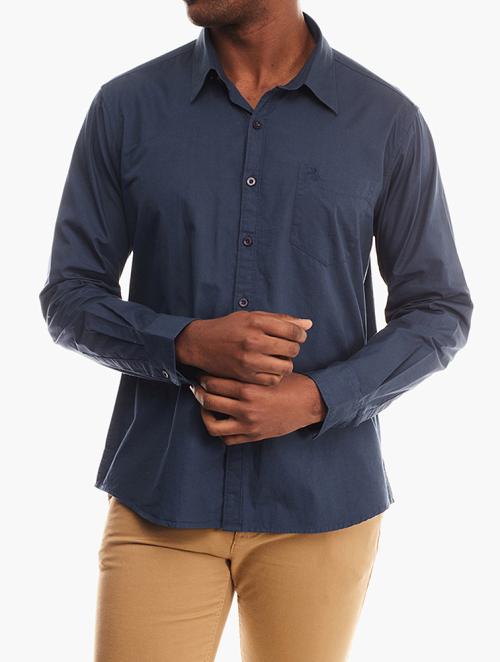 Original Penguin Deep Sapphire Poplin Long Sleeve Woven Shirt 