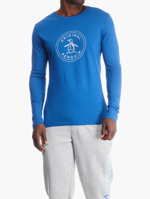 Original Penguin Limoges Blue Logo Stamp Long Sleeve Tee