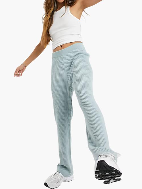 & Other Stories Light Blue Wool Ribbed Knitted Trousers