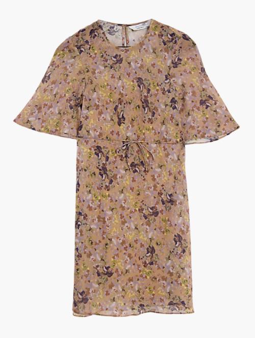 & Other Stories Yellow Ditsy Floral Print Mini Dress