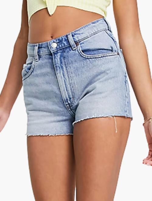 & Other Stories Aqua Blue Dream Cotton Cut-Off Denim Shorts