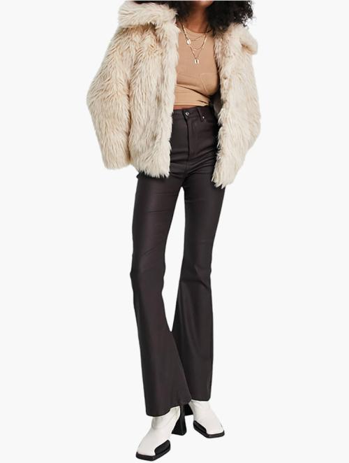 & Other Stories White Oversized Collar Faux Fur Coat