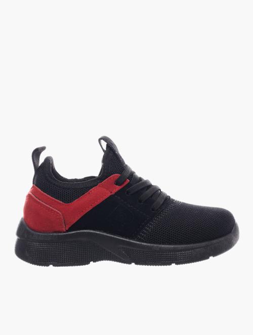 Pierre Cardin Kids Black & Red Mesh Breathable Sneakers