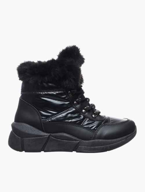 Pierre Cardin Black Faux Fur Lace Up Boots