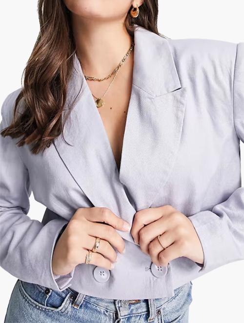 Pimkie Pale Lilac Co-Ord Cropped Double Breasted Blazer