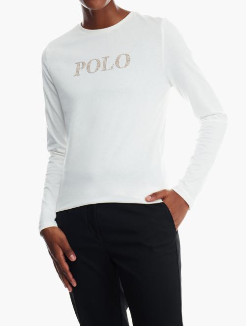 Polo White Graphic Logo Long Sleeve Top