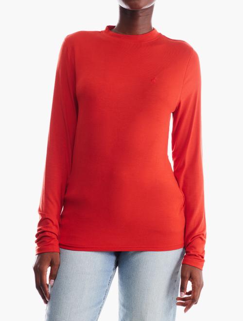 Polo Red High Neck Long Sleeve Tee