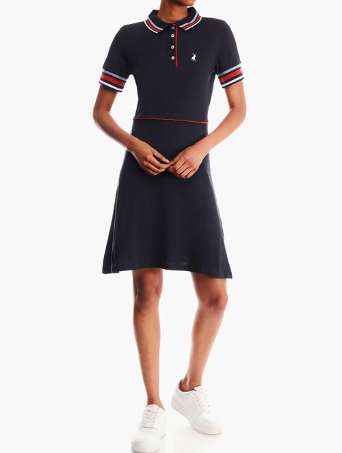 Polo Navy Fit & Flare Short Sleeve Golfer Dress