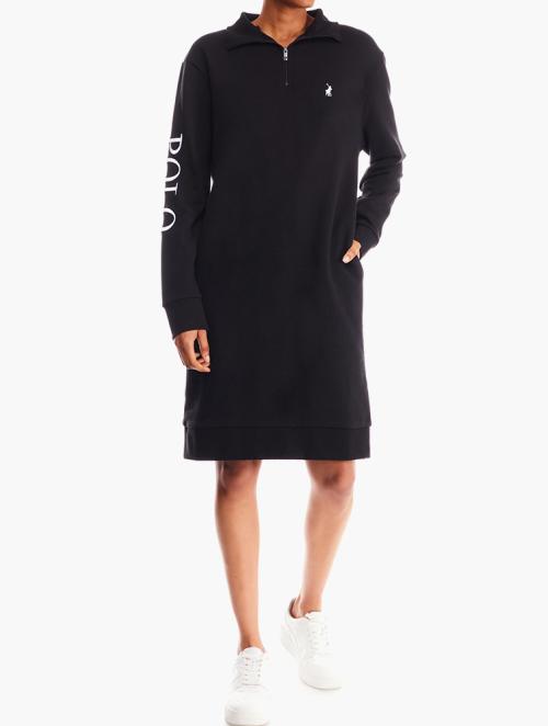 Polo Black Quarter Zip Long Sleeve Sweat Dress