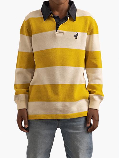 Polo Yellow Connor Long Sleeve Knitted Stripe Golfer