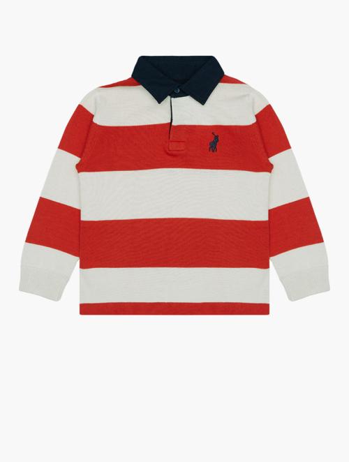 Polo Sunset Red & White Long Sleeve Stripe Golfer