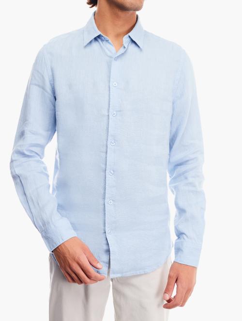 Polo Ligth Blue Linen Long Sleeve Shirt