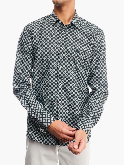 Polo Green Geometric Print Long Sleeve Shirt