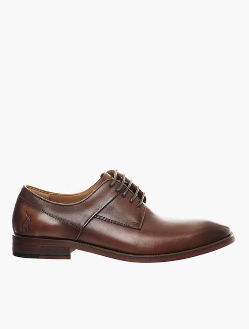 Polo Tan Panelled Gibson Lace Up Shoes