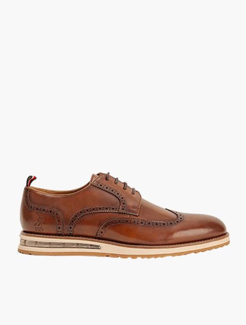 Polo Tan Leather Brogue Casual Lace Up Shoes
