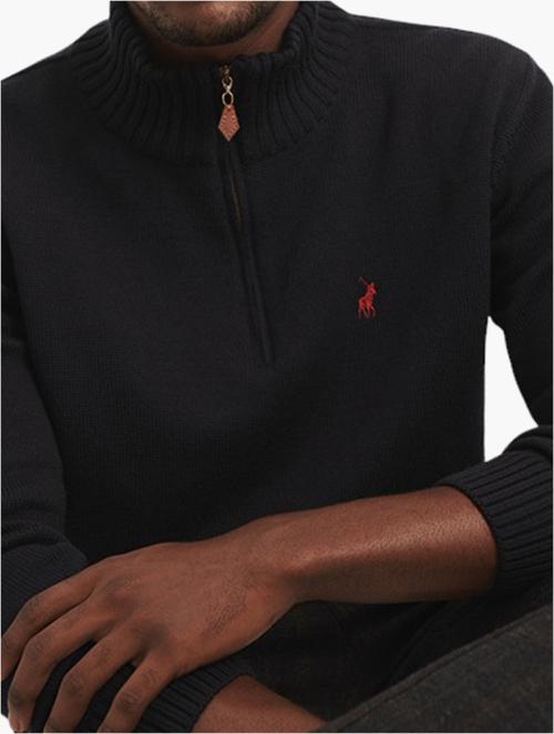 Polo Black Long Sleeve 1/4 Zip Merino Knitwear