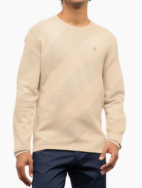 Polo Stone Diagonal Texture Long Sleeve Knitwear