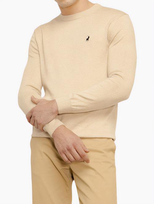 Polo Taupe Long Sleeve Essential Crew Neck Knitwear