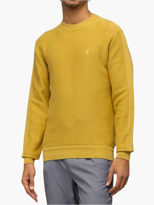 Polo Mustard Long Sleeve Textured Plain Knitwear