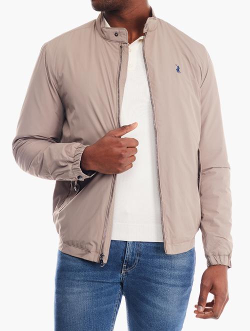 Polo Taupe Long Sleeve Tech Puffer Harrington Jacket