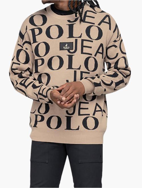 Polo Taupe Pjc Long Sleeve Monogram Knitwear