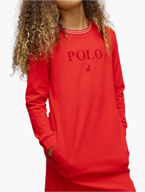 Polo Red Girls Emily Long Sleeve Printed Dress
