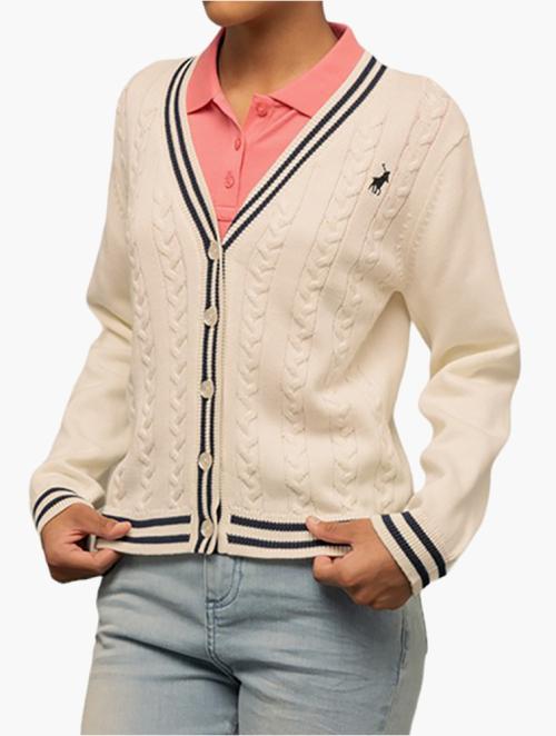 Polo Milk Girls Ashley Cable Knitted Cardigan