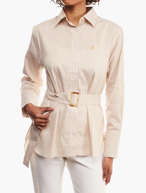 Polo Stone Gina Long Sleeve Pin Stripe Relaxed Shirt