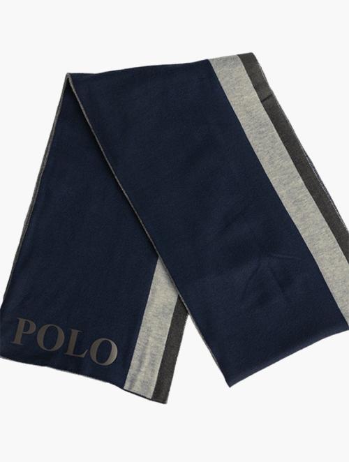 Polo Navy Stripe Metallic Print Scarf
