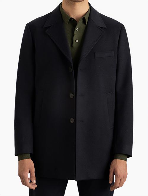 Polo Black Melton Wool Blend Coat