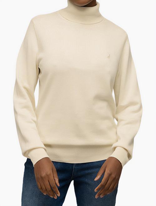 Polo Ecru Vivian Long Sleeve Polo Neck Knitwear