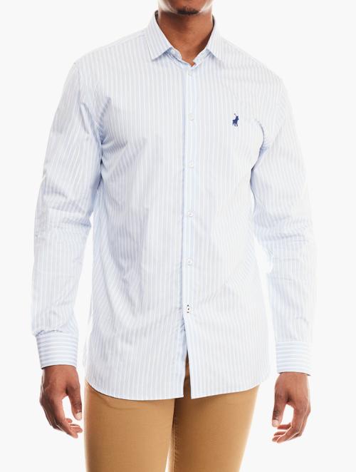 Polo Blue Premium Long Sleeve Stripe Shirt